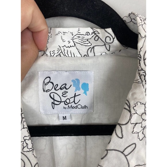 Bea & Dot By ModCloth Bird & Flower Floral Print Dress White- Size Medium - Picture 3 of 4